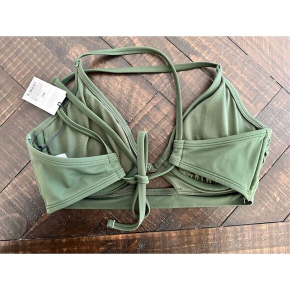 Shade & Shore Green Cut Out Triangle Bikini Top Size 36C New - Picture 3 of 4